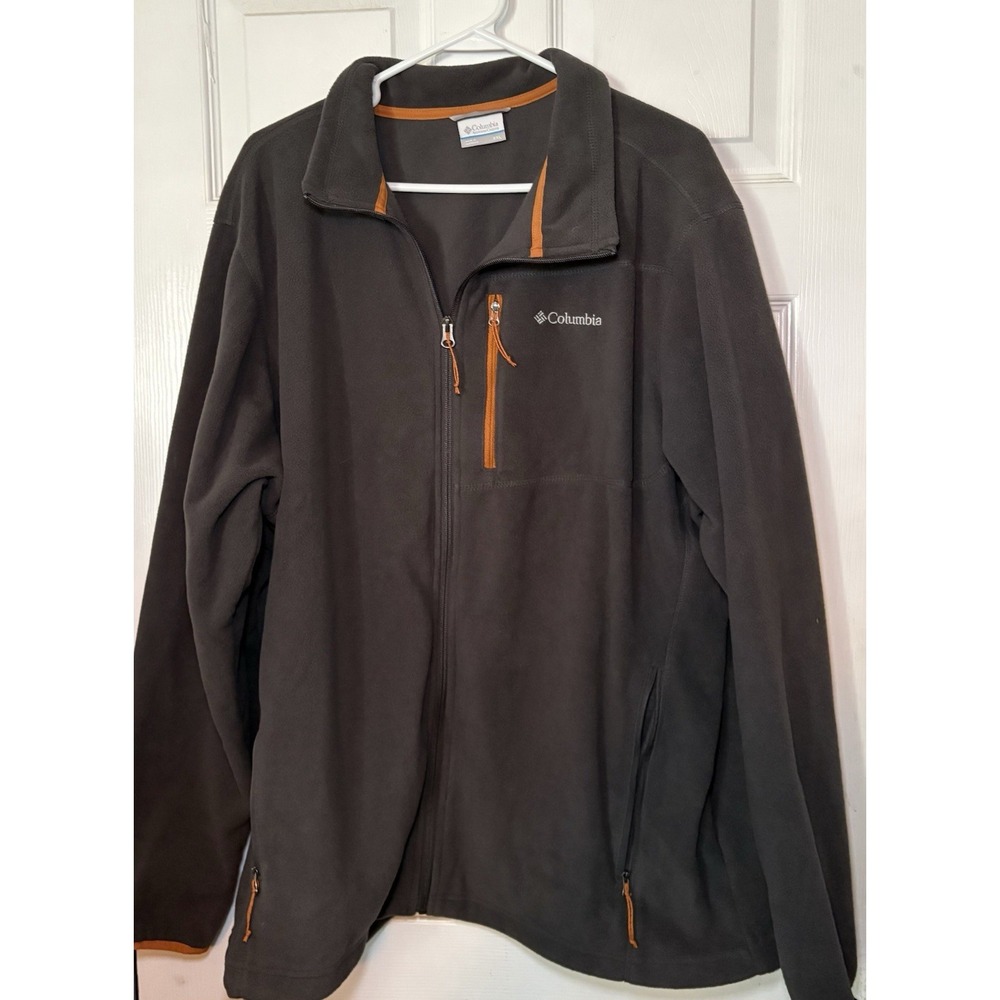 Columbia Full Zip Platinum Peak Softshell Jacket Dark Gray/Orange Men's Size XXL